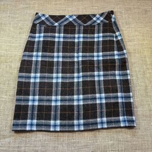 Vintage LL Bean Skirt 10 R Favorite Fit Brown Plaid Wool Career Academia 90s y2k